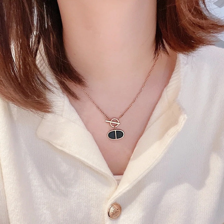 [CiCi]CHAINE VERSO BLACK CERAMIC NECKLACE