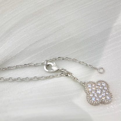 [CiCi]CLOVER 5 MOTIFS SILVER DIAMONDS NECKLACE