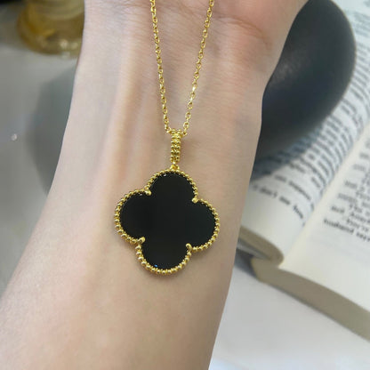 [CiCi]CLOVER 25MM NECKLACE GOLD ONYX