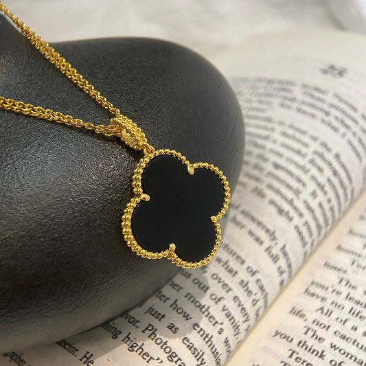 [CiCi]CLOVER 25MM NECKLACE GOLD ONYX