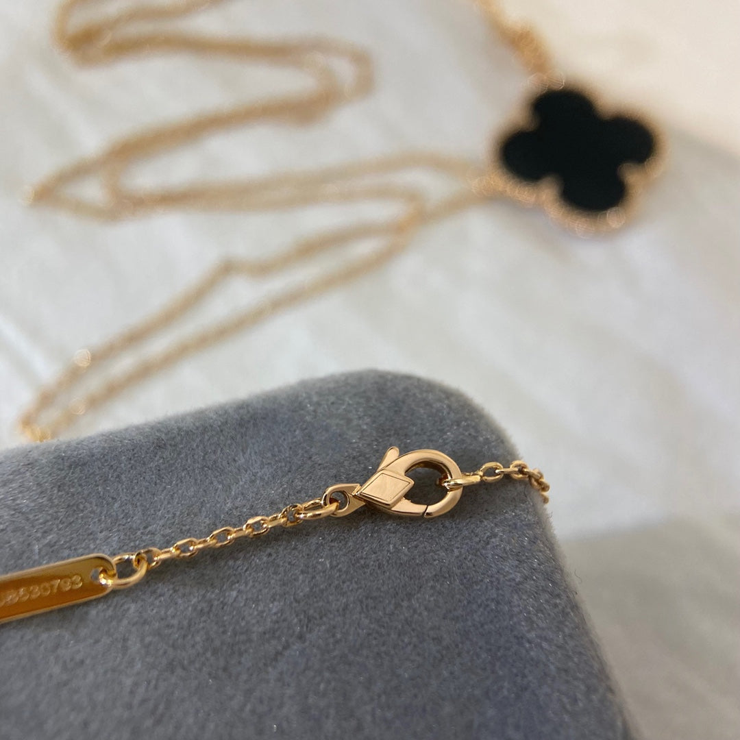 [CiCi]CLOVER 25MM NECKLACE GOLD ONYX