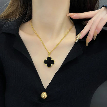 [CiCi]CLOVER 25MM NECKLACE GOLD ONYX