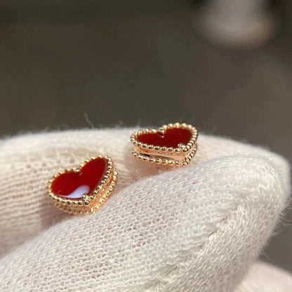 [CiCi]HEART CARNELIAN STUD EARRINGS