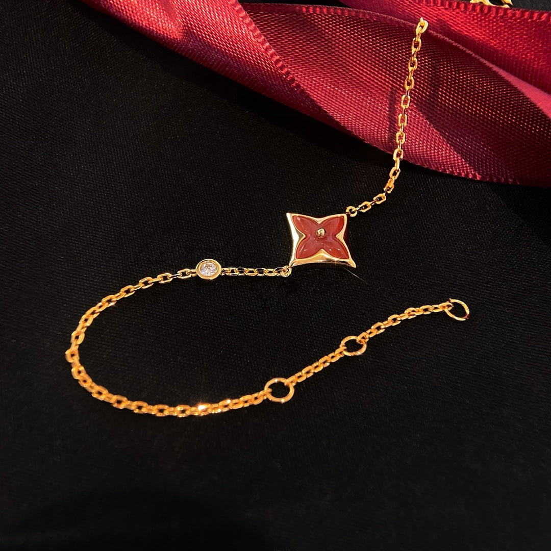 [CiCi]COLOR STAR CARNELIAN PINK GOLD DIAMOND BRACELET