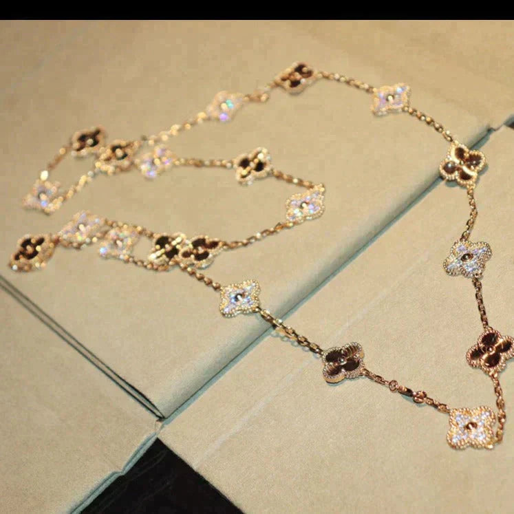 [CiCi]CLOVER 20 MOTIFS LASER DIAMOND HALSKETTE