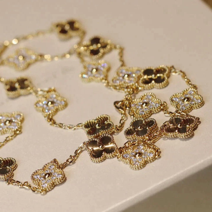 [CiCi]CLOVER 20 MOTIFS LASER DIAMOND HALSKETTE