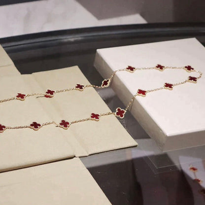 [CiCi]CLOVER 20 MOTIFS CARNELIAN NECKLACE