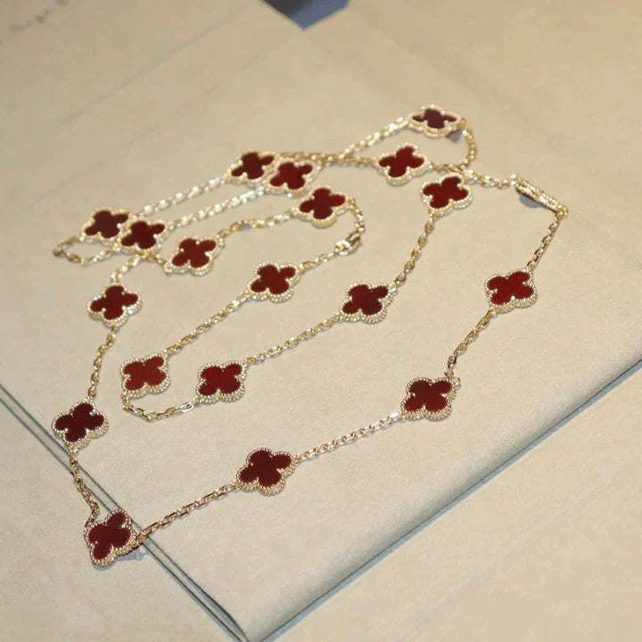 [CiCi]CLOVER 20 MOTIFS CARNELIAN NECKLACE