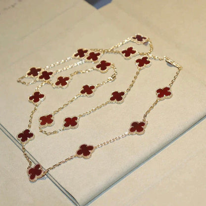 [CiCi]CLOVER 20 MOTIFS CARNELIAN NECKLACE