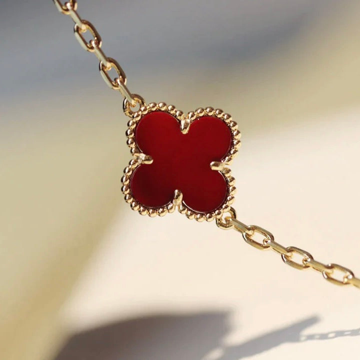 [CiCi]CLOVER 20 MOTIFS CARNELIAN NECKLACE