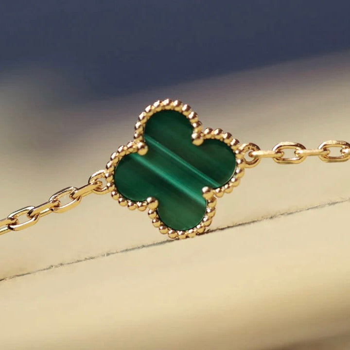 [CiCi]CLOVER 20 MOTIFS MALACHITE DIAMOND NECKLACE