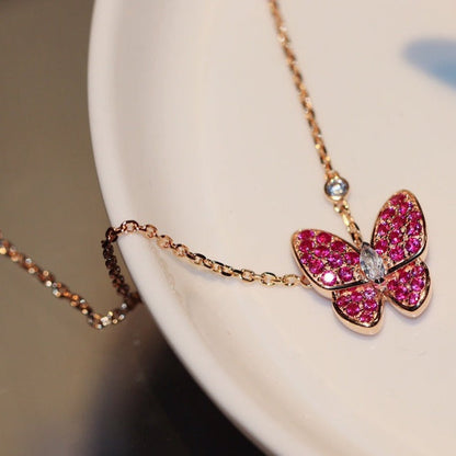 [CiCi] BUTTERFLY ROTGOLD-HALSKETTE MIT ROTEM DIAMANT