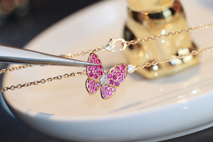 [CiCi] BUTTERFLY ROTGOLD-HALSKETTE MIT ROTEM DIAMANT