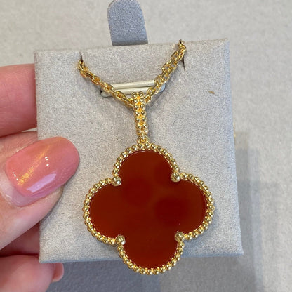 [CiCi]CLOVER 25MM NECKLACE GOLD CARNELIAN