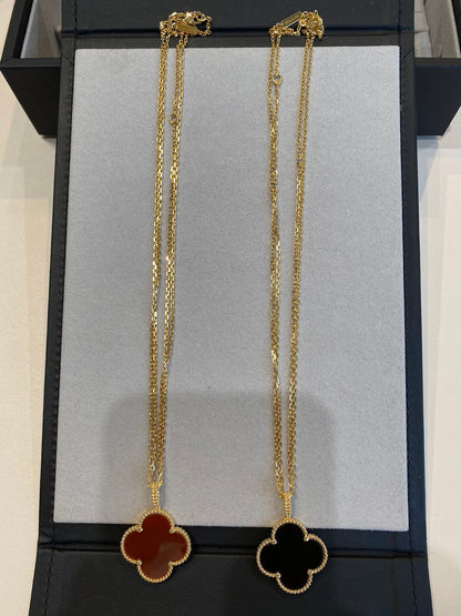 [CiCi]CLOVER 25MM NECKLACE GOLD CARNELIAN