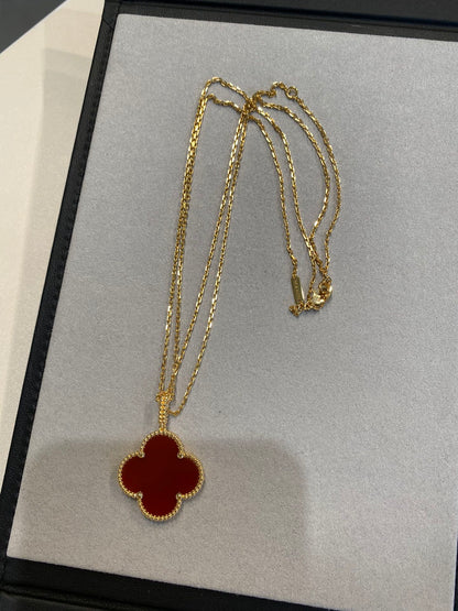 [CiCi]CLOVER 25MM NECKLACE GOLD CARNELIAN