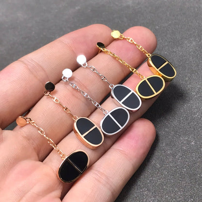 [CiCi]CHAINE VERSO BLACK CERAMIC SILVER EARRINGS