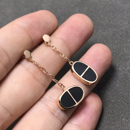 [CiCi]CHAINE VERSO BLACK CERAMIC SILVER EARRINGS