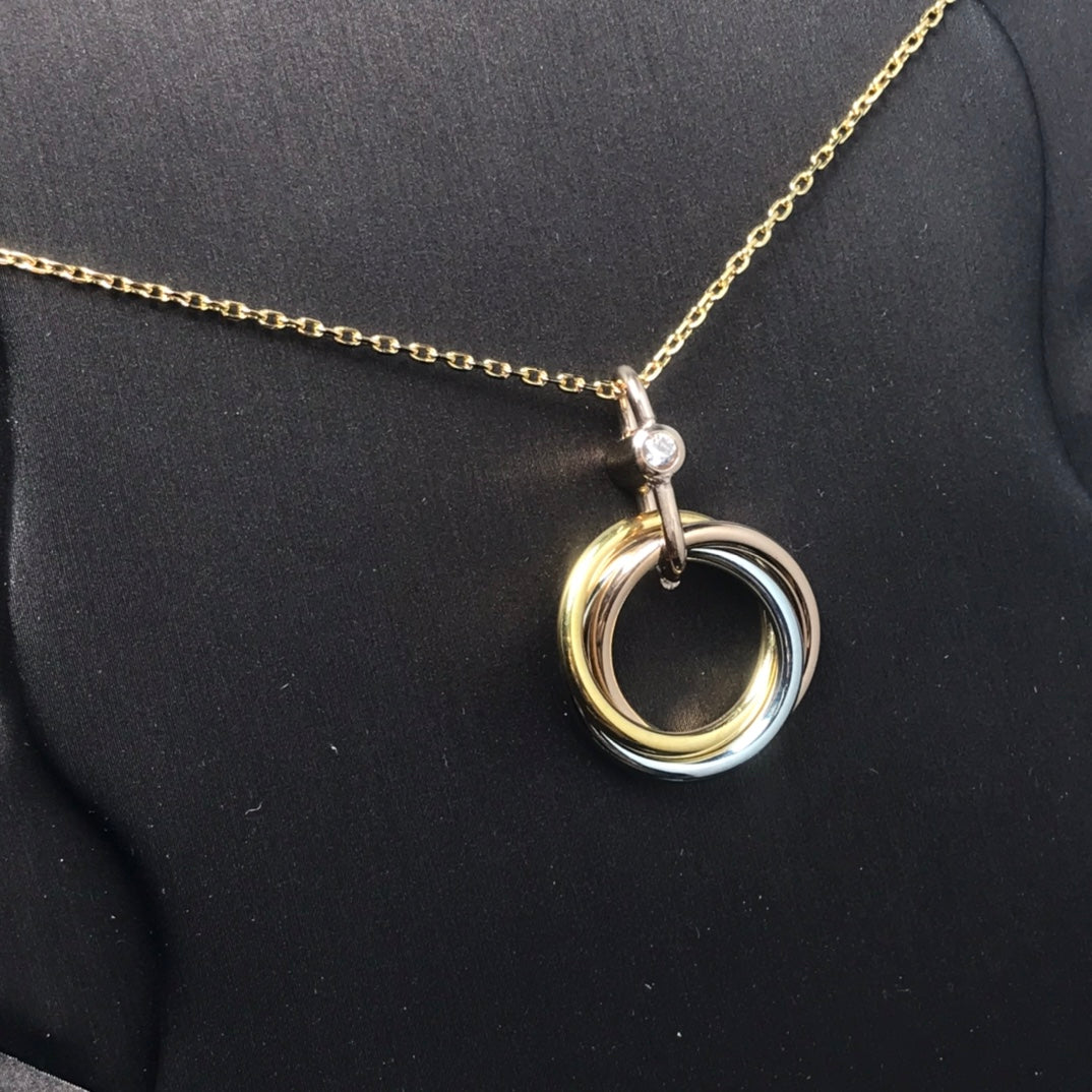 [CiCi]TRINITY SILVER GOLD PINK GOLD NECKLACE
