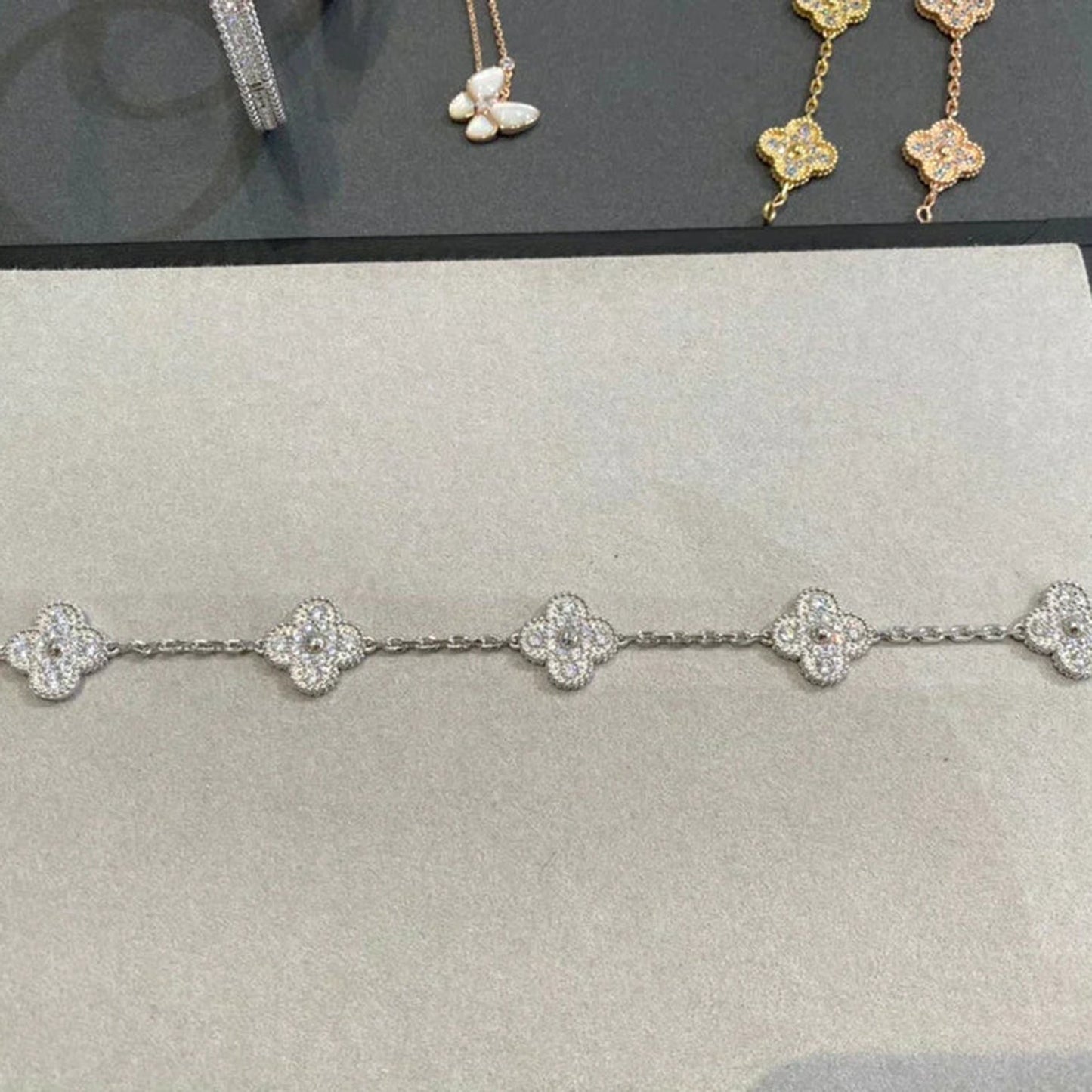 [CiCi] CLOVER 5 MOTIF FULL DIAMOND BRACELET COLLECTION