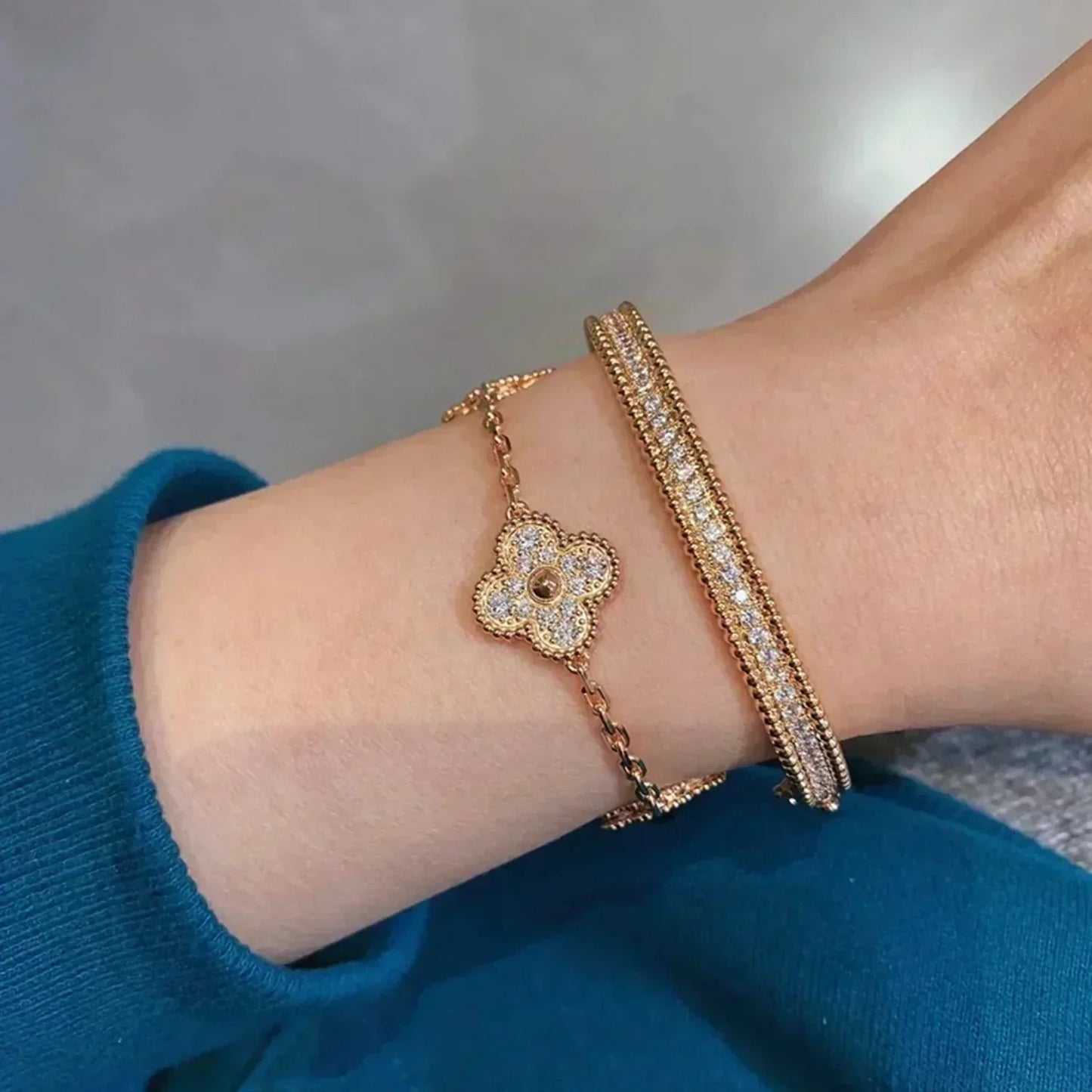 [CiCi] CLOVER 5 MOTIF FULL DIAMOND BRACELET COLLECTION