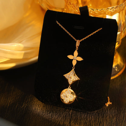 [CiCi]STAR AND SUN DIAMOND PINK GOLD NECKLACE