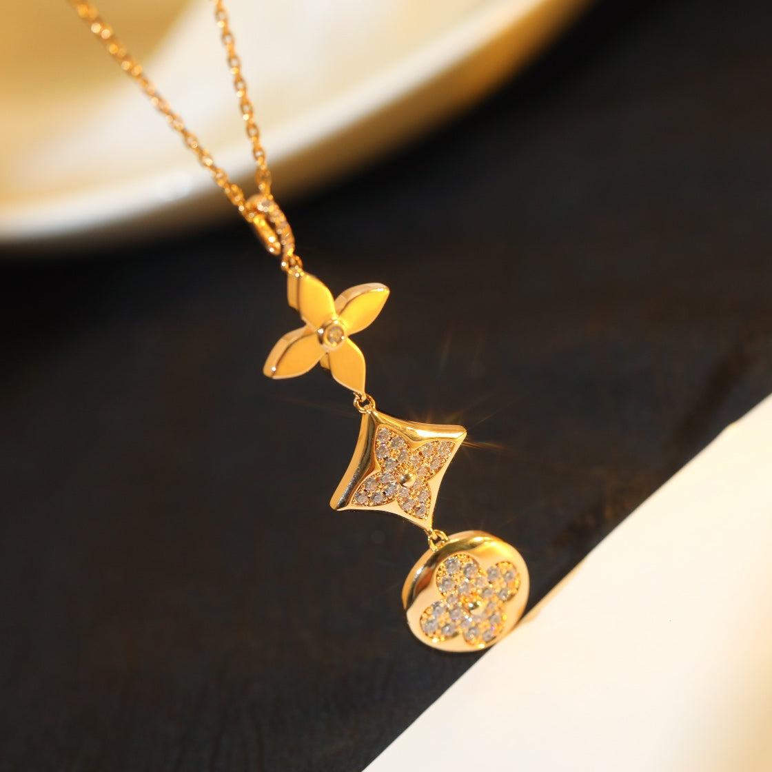 [CiCi]STAR AND SUN DIAMOND PINK GOLD NECKLACE