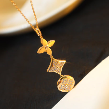 [CiCi]STAR AND SUN DIAMOND PINK GOLD NECKLACE
