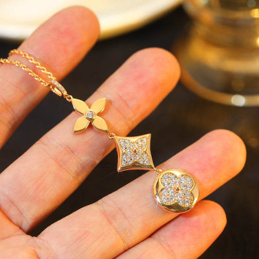 [CiCi]STAR AND SUN DIAMOND PINK GOLD NECKLACE