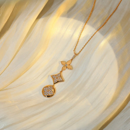 [CiCi]STAR AND SUN DIAMOND PINK GOLD NECKLACE