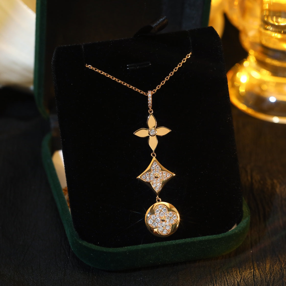 [CiCi]STAR AND SUN DIAMOND PINK GOLD NECKLACE