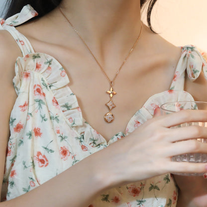 [CiCi]STAR AND SUN DIAMOND PINK GOLD NECKLACE