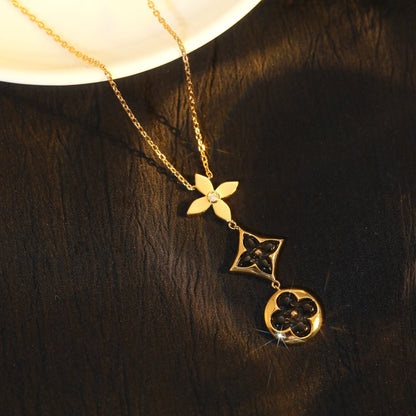 [CiCi]STAR AND SUN ONYX PINK GOLD NECKLACE