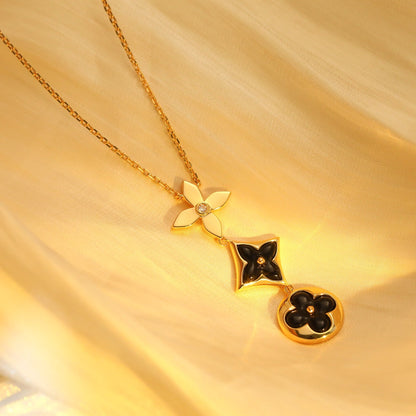 [CiCi]STAR AND SUN ONYX PINK GOLD NECKLACE