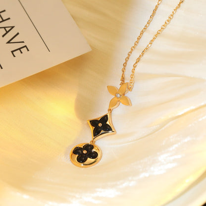 [CiCi]STAR AND SUN ONYX PINK GOLD NECKLACE