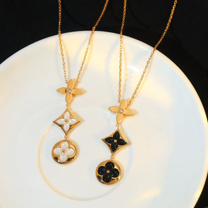 [CiCi]STAR AND SUN ONYX PINK GOLD NECKLACE