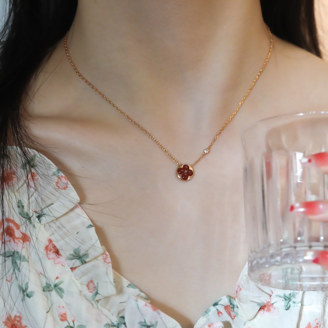 [CiCi]SUN PEDANT PINK GOLD 1 DIAMOND NECKLACE