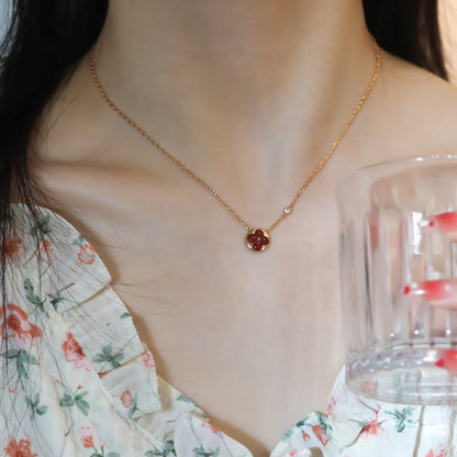 [CiCi]SUN PEDANT PINK GOLD 1 DIAMOND NECKLACE