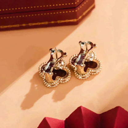 [CiCi]CLOVER MEDIUM 1 MOTIFS CARNELIAN  EARRINGS