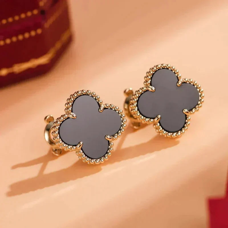 [CiCi]CLOVER MEDIUM 1 MOTIFS  ONYX STUD EARRINGS