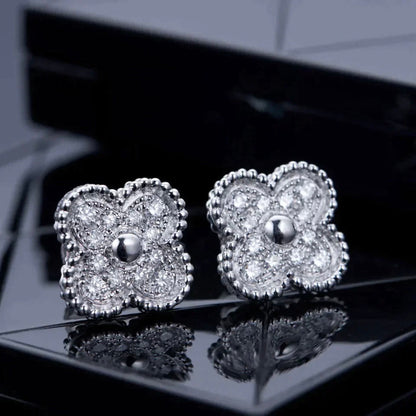 [CiCi]CLOVER 1 MOTIFS DIAMOND STUD EARRINGS SILVER