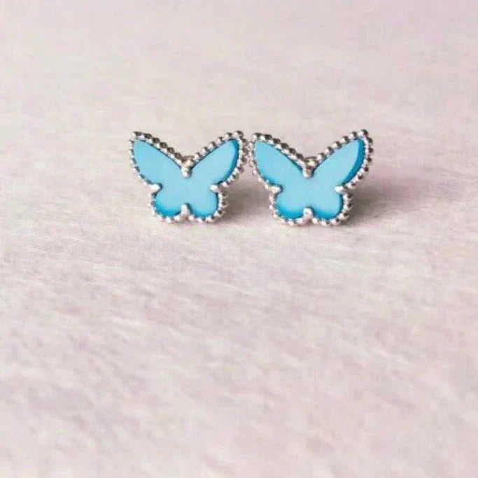 [CiCi]BUTTERFLY TURQUOISE EARRINGS SILVER