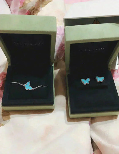 [CiCi]BUTTERFLY TURQUOISE EARRINGS SILVER