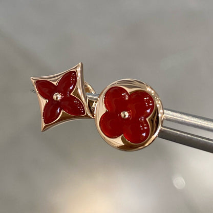 [CiCi]STAR AND SUN PINK GOLD CARNELIAN STUD EARRINGS