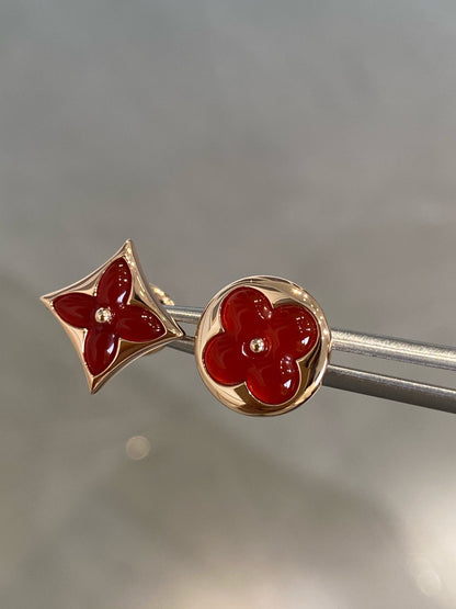 [CiCi]STAR AND SUN PINK GOLD CARNELIAN STUD EARRINGS