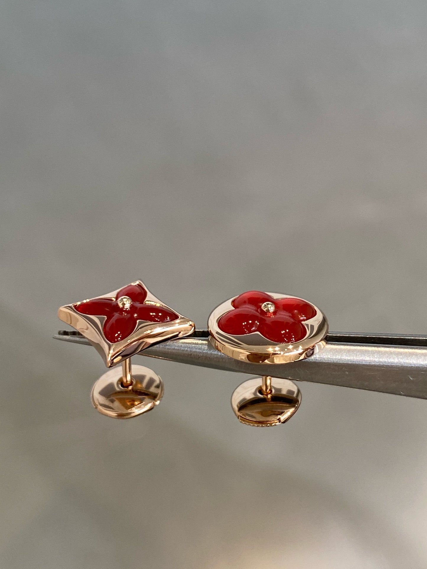 [CiCi]STAR AND SUN PINK GOLD CARNELIAN STUD EARRINGS