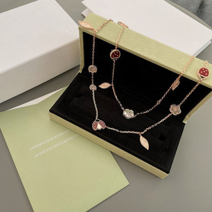 [CiCi]LUCKY SPRING 15 MOTIFS ROSE GOLD NECKLACE