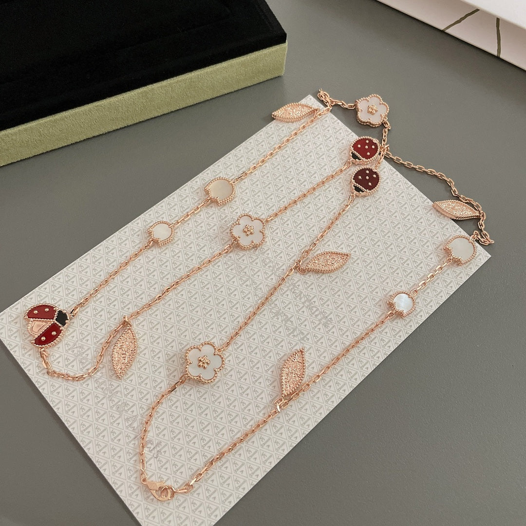 [CiCi]LUCKY SPRING 15 MOTIFS ROSE GOLD NECKLACE