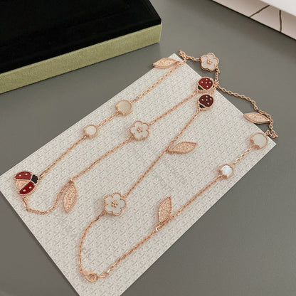 [CiCi]LUCKY SPRING 15 MOTIFS ROSE GOLD NECKLACE