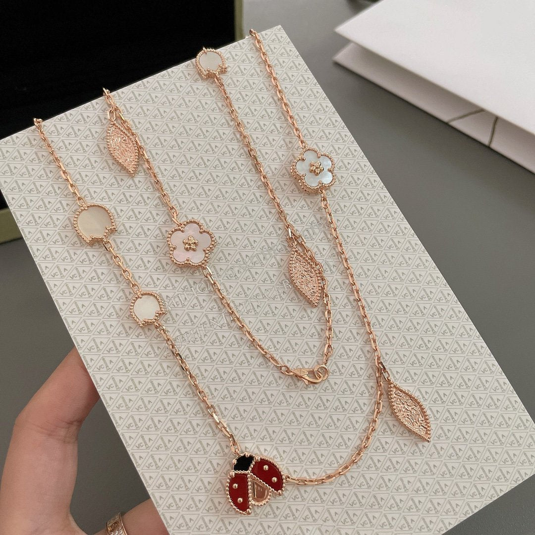 [CiCi]LUCKY SPRING 15 MOTIFS ROSE GOLD NECKLACE